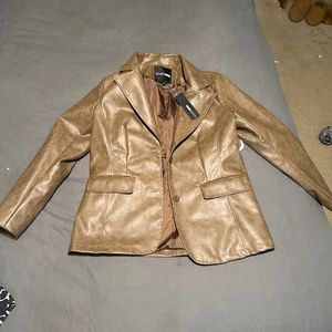 Leather blazer brown